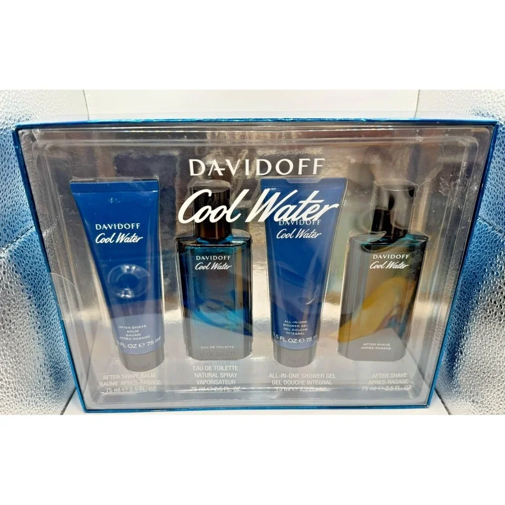 Davidoff Cool Water Gift Set 4pc Aftershave/Shower Gel, 2.5oz Each
